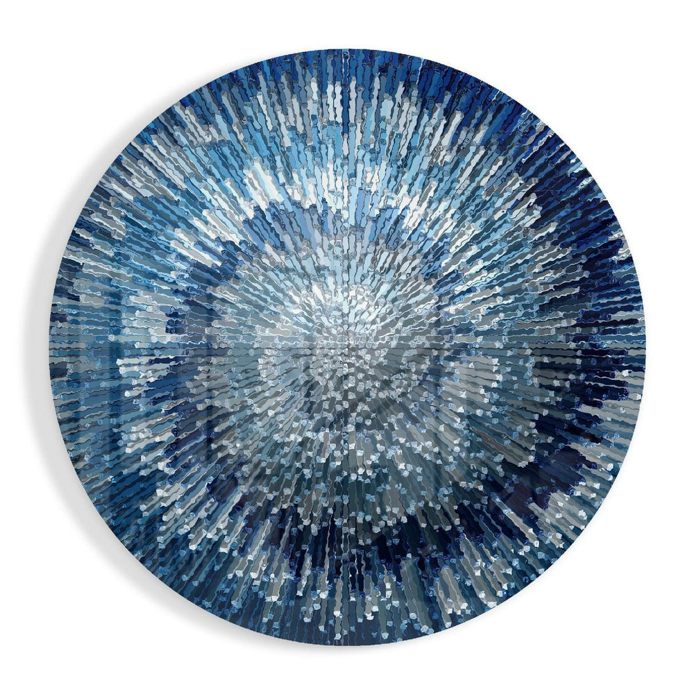 Blue Awakening Round Glass Print