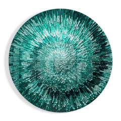 Emerald Awakening Round Glass Print