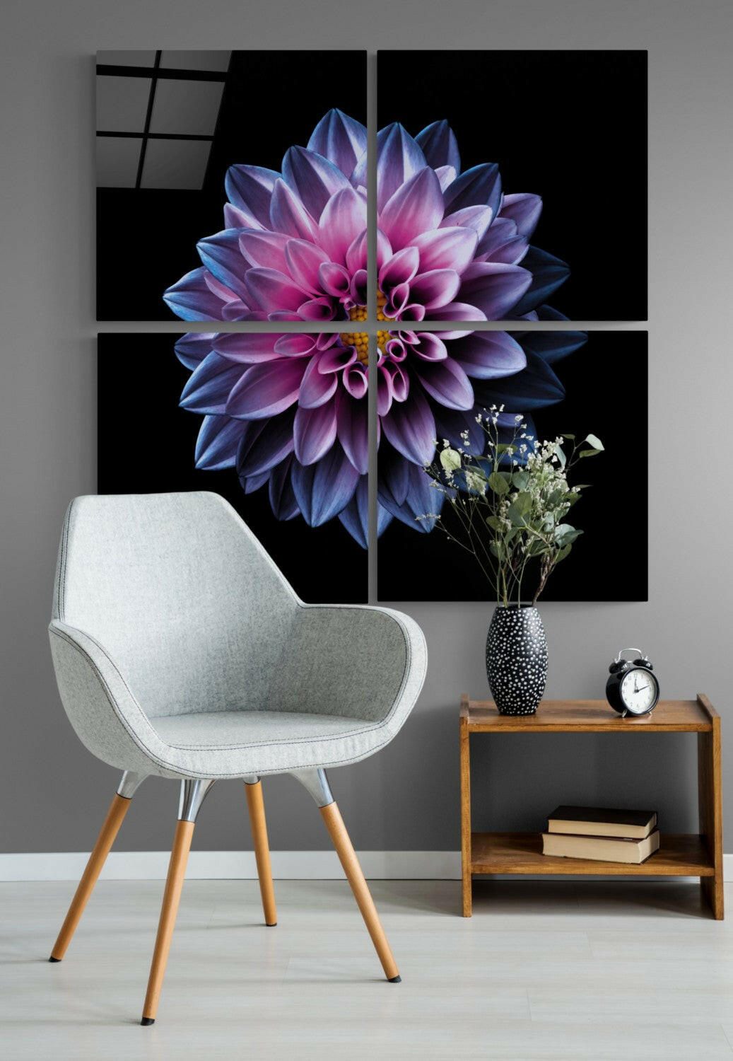 Purple Chrysanthemum 4-Piece Glass Print Set