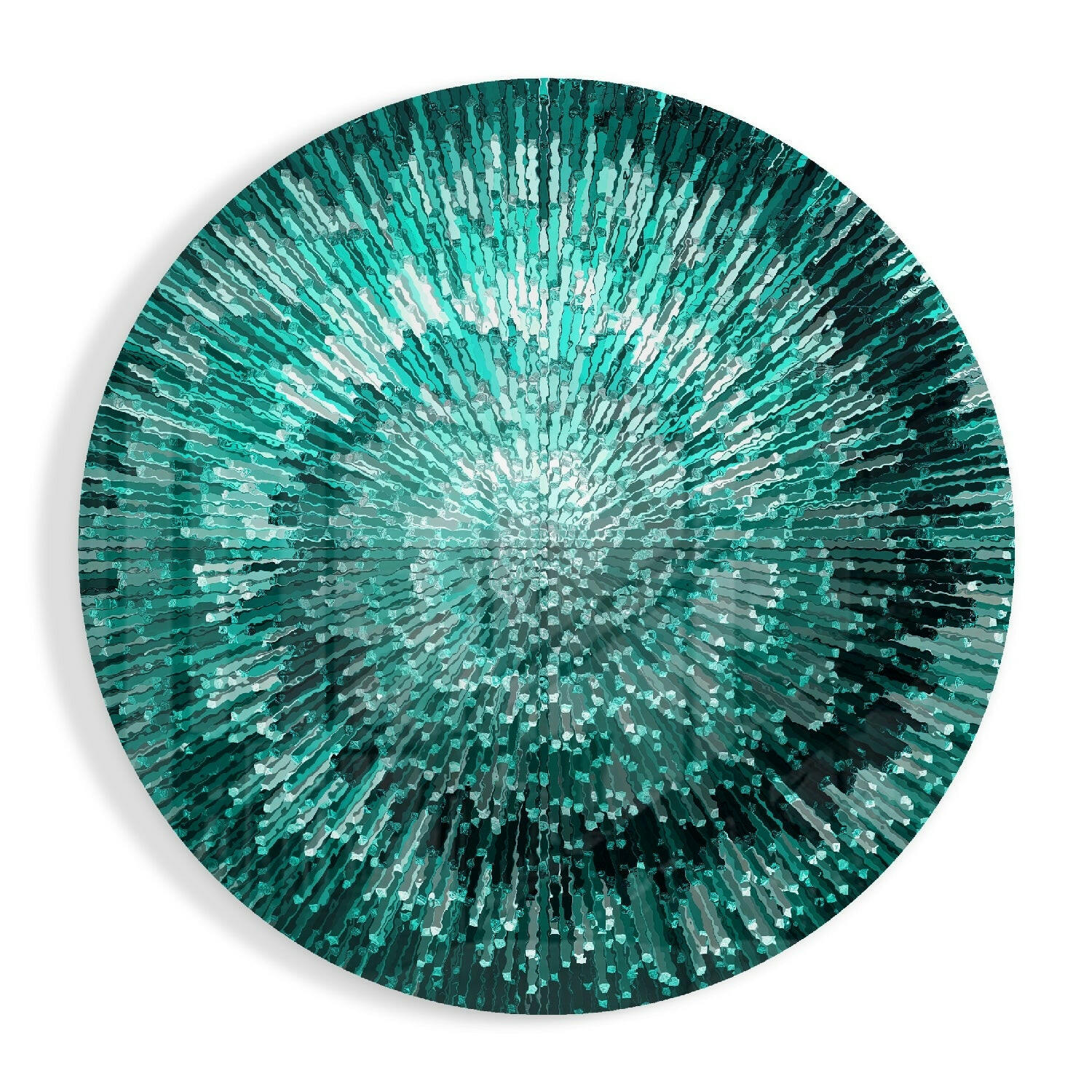 Emerald Awakening Round Glass Print