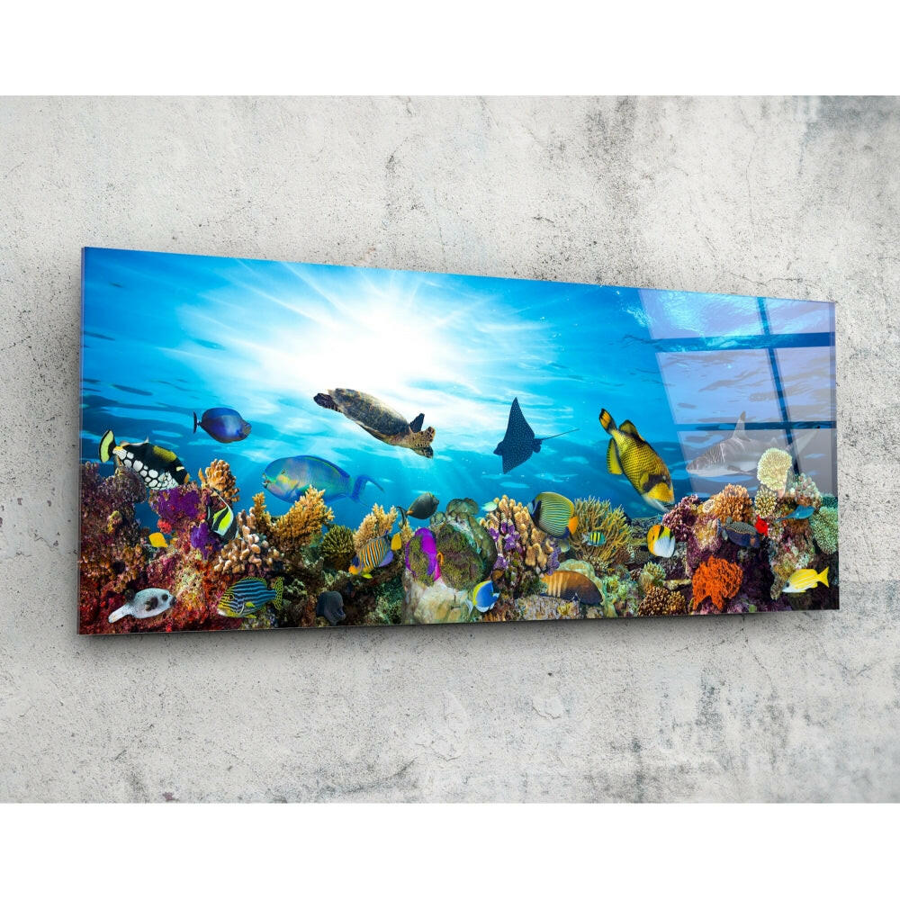 Sea View Panoramic Glass Print