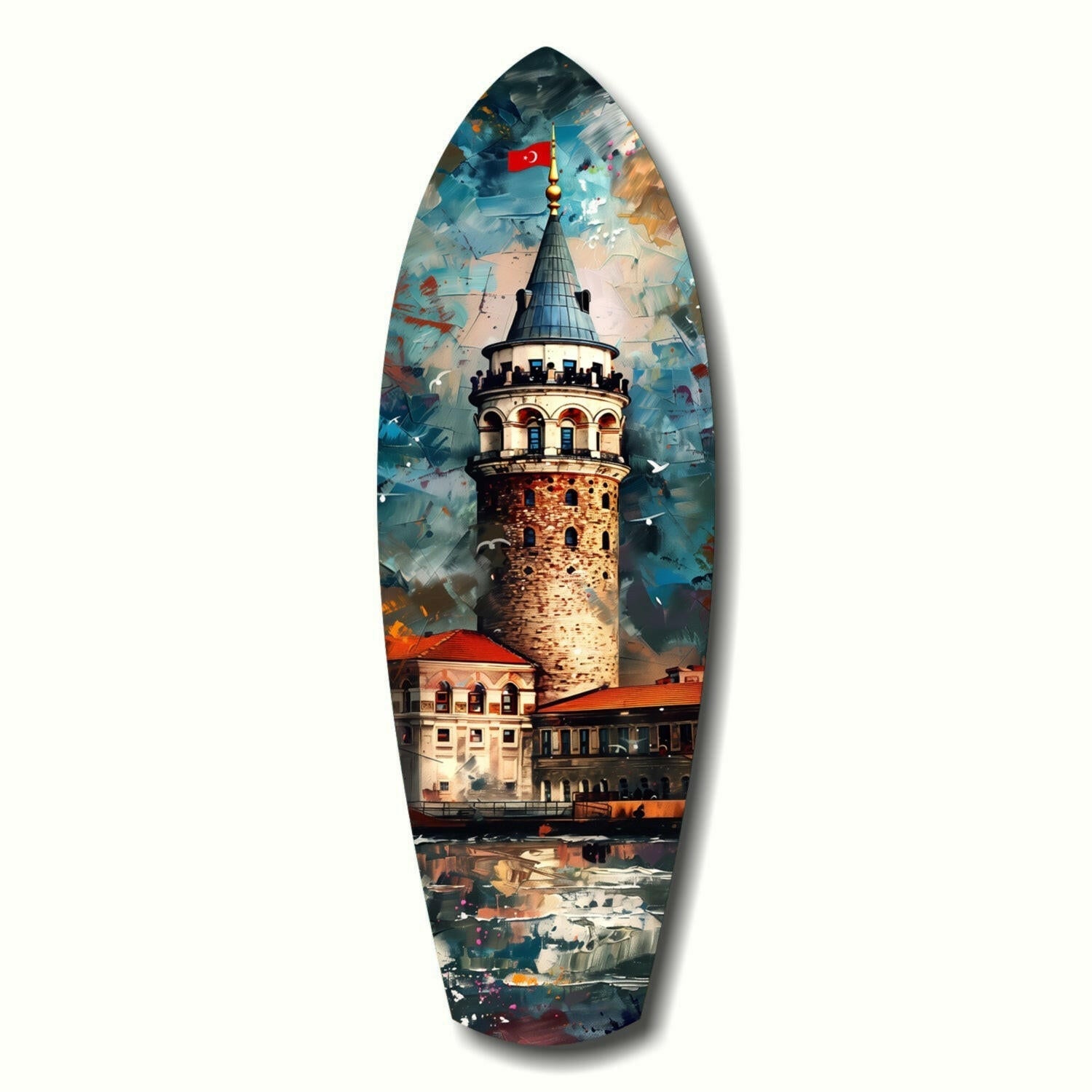 Galata Tower Surfboard-Shape Glass Print