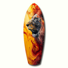 Lion Surfboard-Shape Glass Print